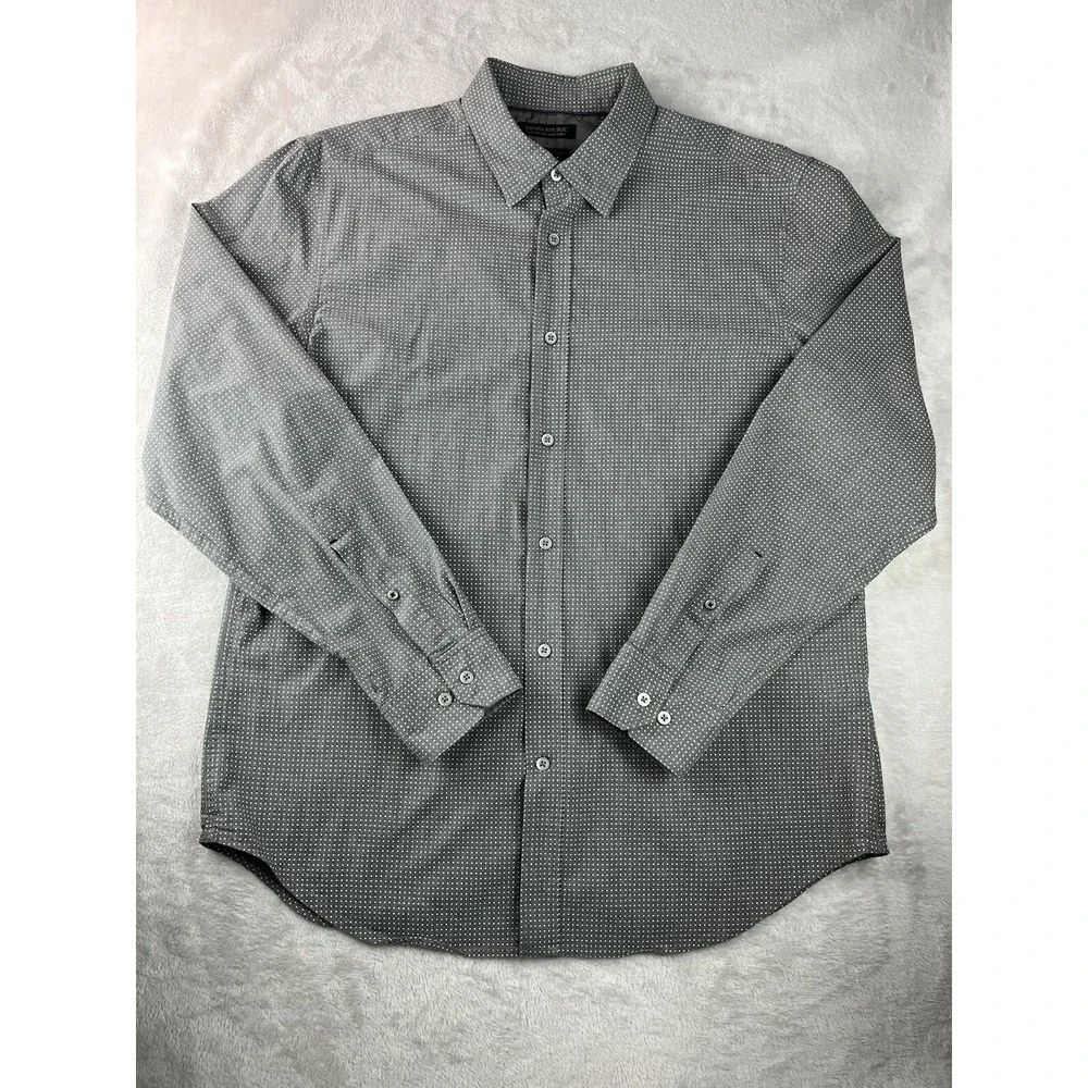 BANANA REPUBLIC Men Shirt Large Button Up CAMDEN Fit Custom 078 Distressed Wash